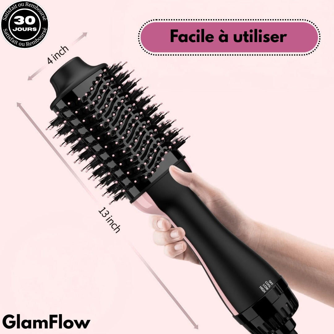 GlamFlow™ - Brosse Sèche-Cheveux 2-en-1