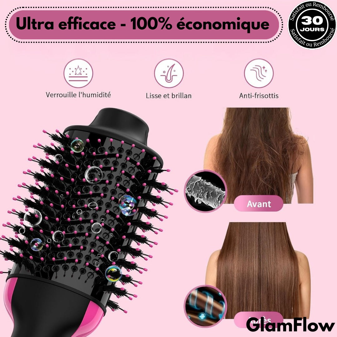 GlamFlow™ - Brosse Sèche-Cheveux 2-en-1