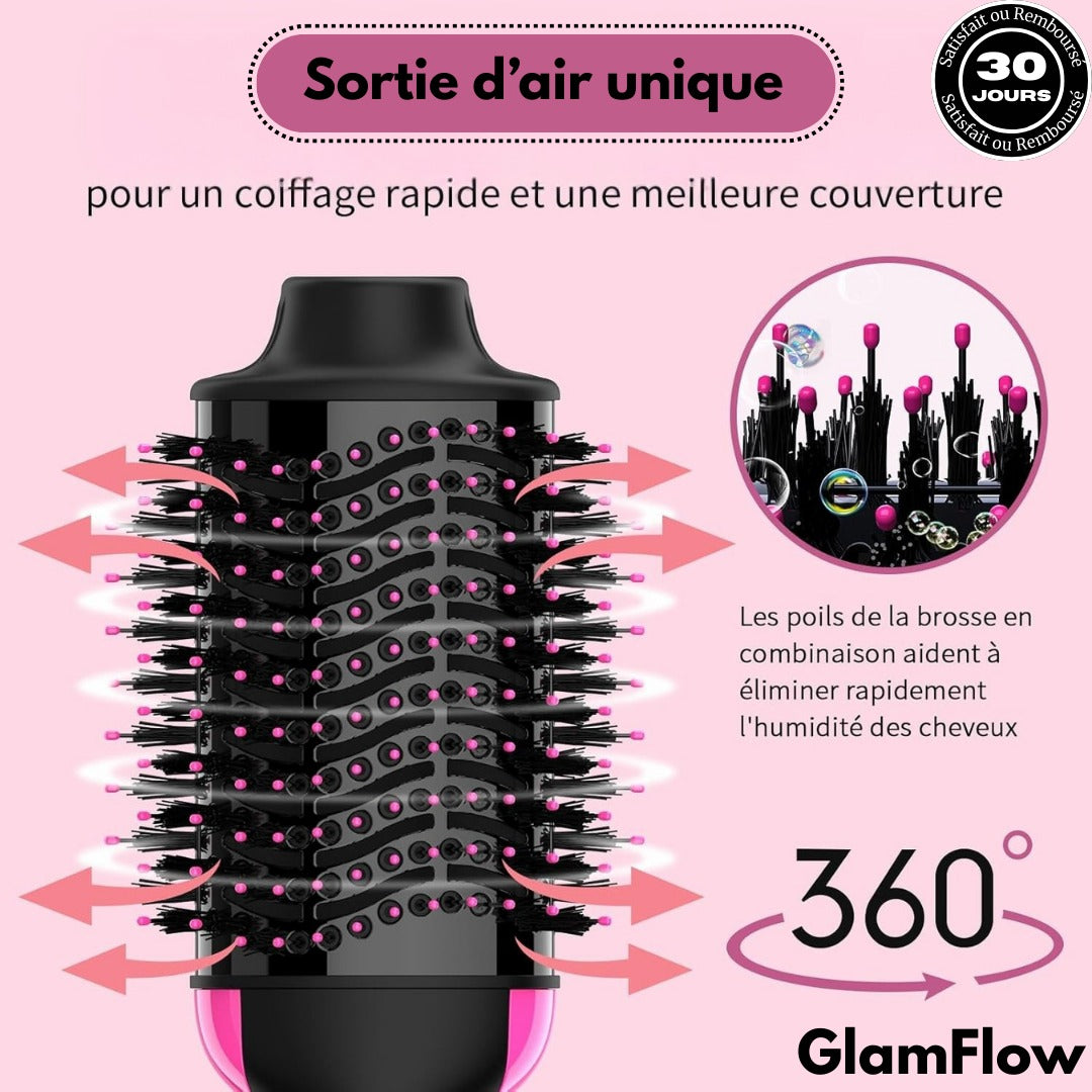 GlamFlow™ - Brosse Sèche-Cheveux 2-en-1