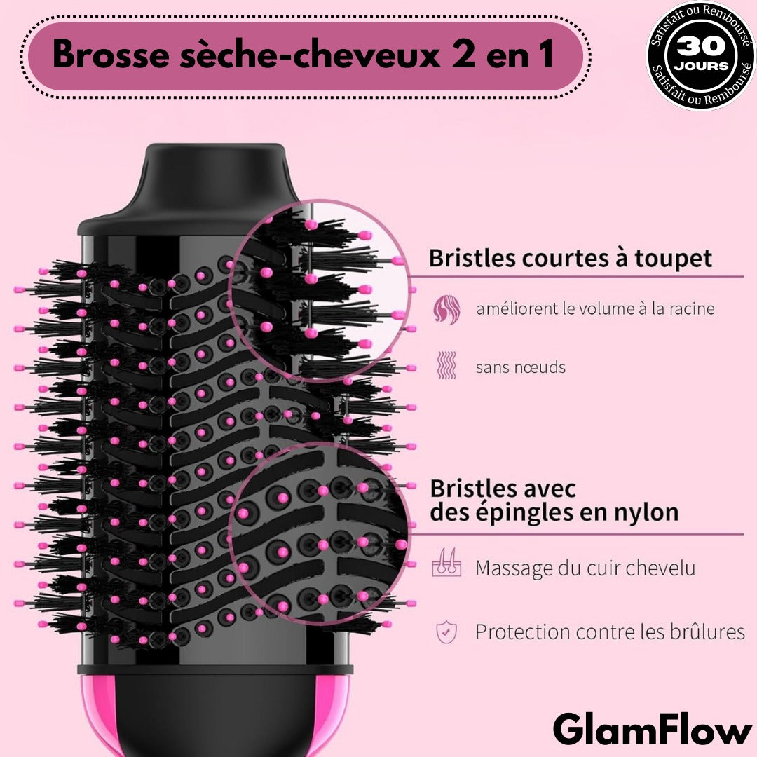 GlamFlow™ - Brosse Sèche-Cheveux 2-en-1